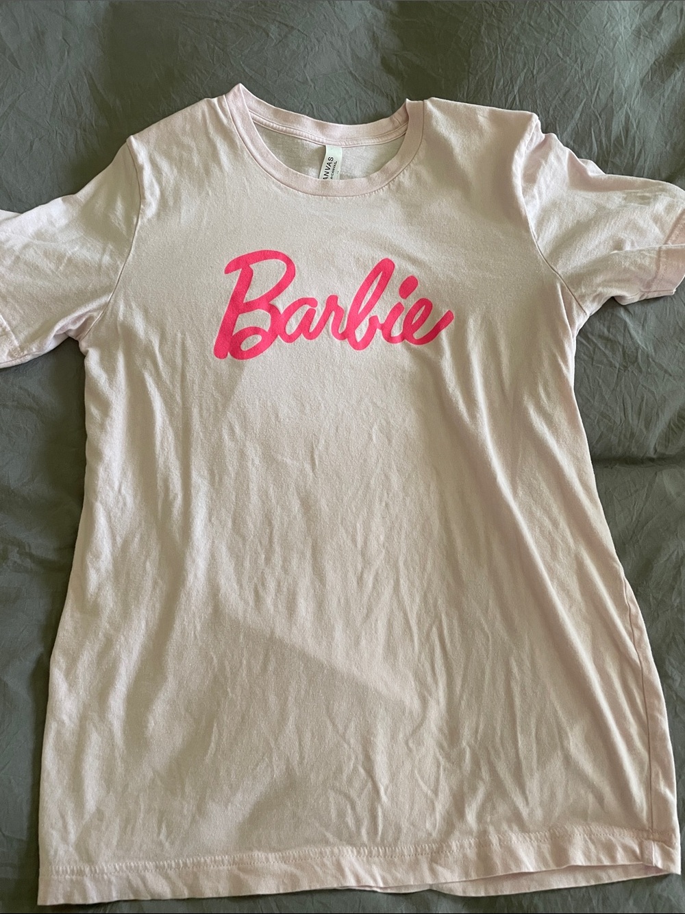 Bella Canvas Light Pink Tee with Hot Pink Barbie Script